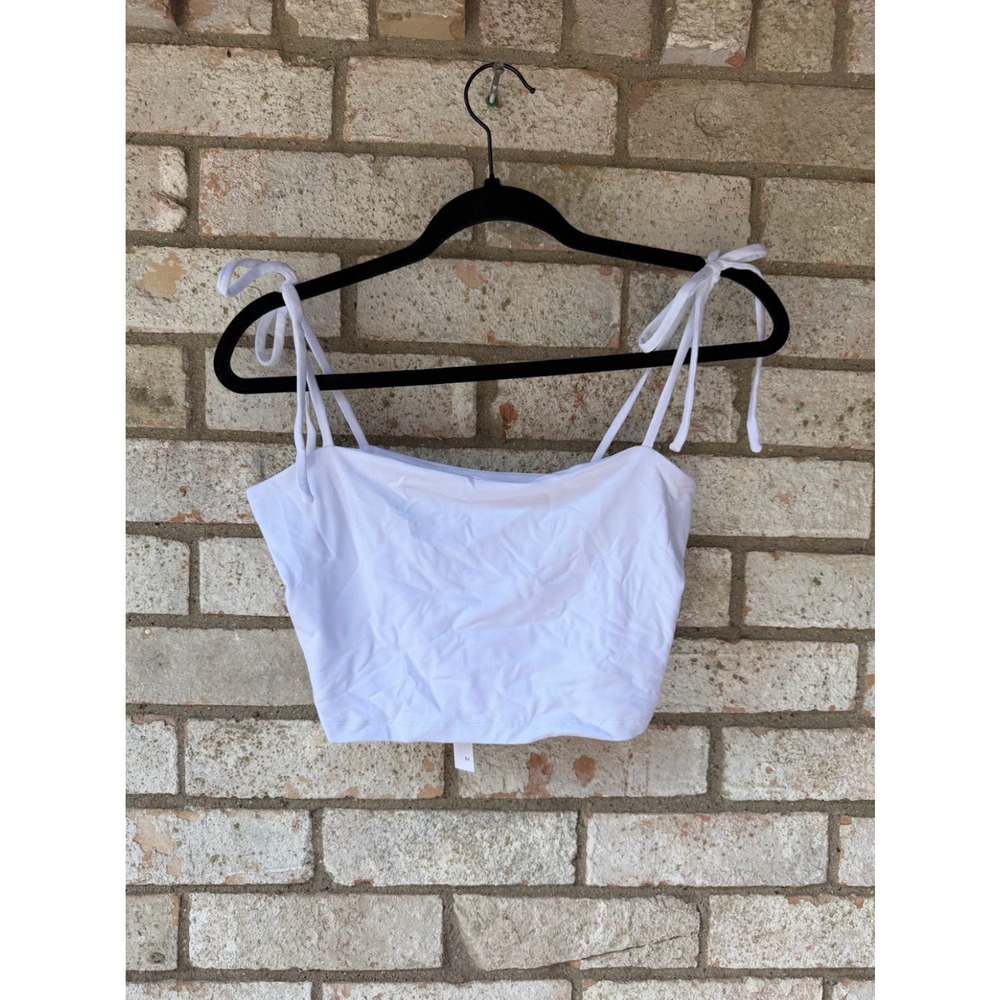 Susana Monaco Women’s White Cropped Tank Top w/ Bows Size Medium NWT